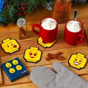 NEW Set of 4 LEGO Minifig Dual-Sided Coasters
